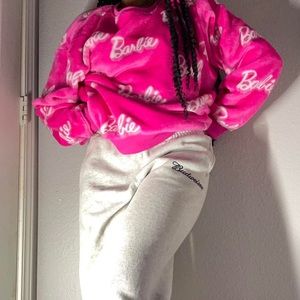 Pink Fuzzy Barbie Crewneck Sweater Size Large